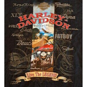 Vintage Harley Davidson T Shirt Mens Size 2XL Black Paradise Oregon Graphic 2004